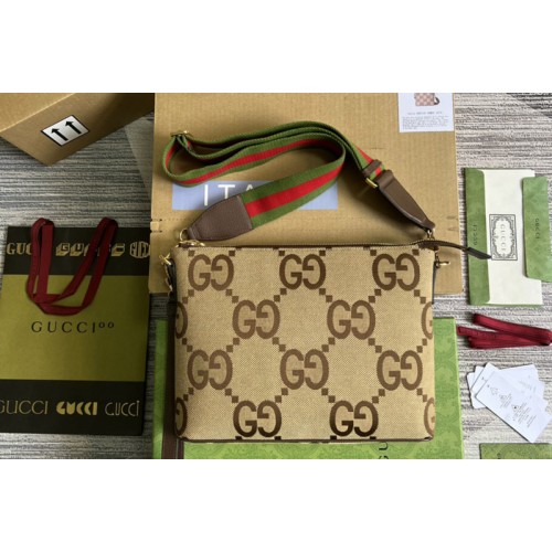 Gucci Jumbo messenger bag in Camel and ebony jumbo canvas Gucci Jumbo messenger bag in Camel and ebony jumbo canvas