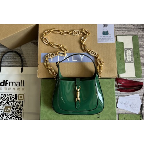 Gucci Jackie 1961 mini shoulder bag in Green patent leather