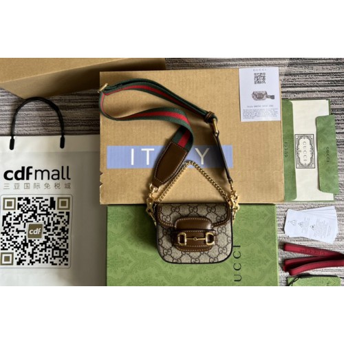 Gucci Horsebit 1955 strap wallet in Beige and ebony Supreme canvas