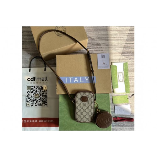 Gucci Mini bag with Interlocking G in Beige ebony Supreme canvas