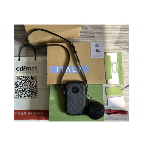 Gucci Mini bag with Interlocking G in Grey and black Supreme canvas