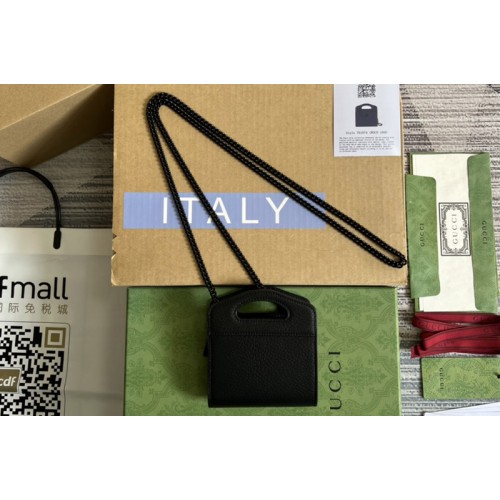 Gucci Marmont top handle card case wallet in Black leather Gucci Marmont top handle card case wallet in Black leather