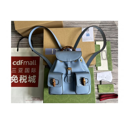 Gucci Bamboo small backpack in Blue leather Gucci Bamboo small backpack in Blue leather