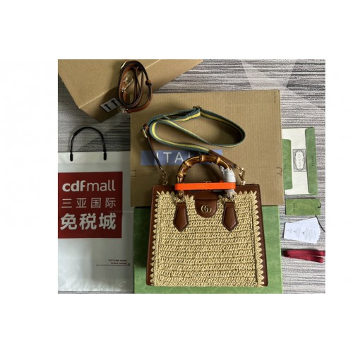Gucci Diana small tote bag in Brown Woven and Leather