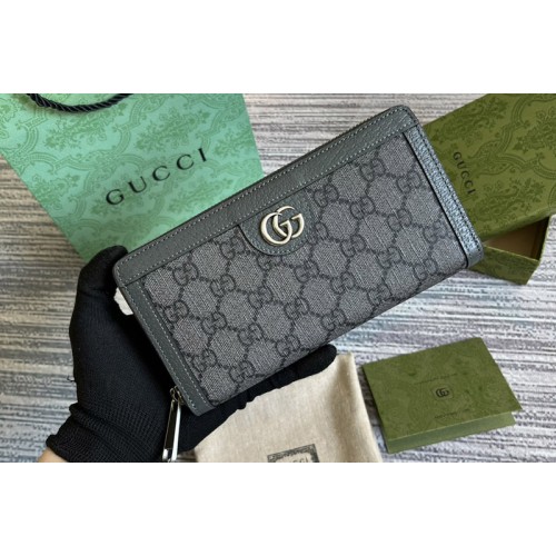 Gucci Ophidia zip around wallet in Grey and black Supreme canvas