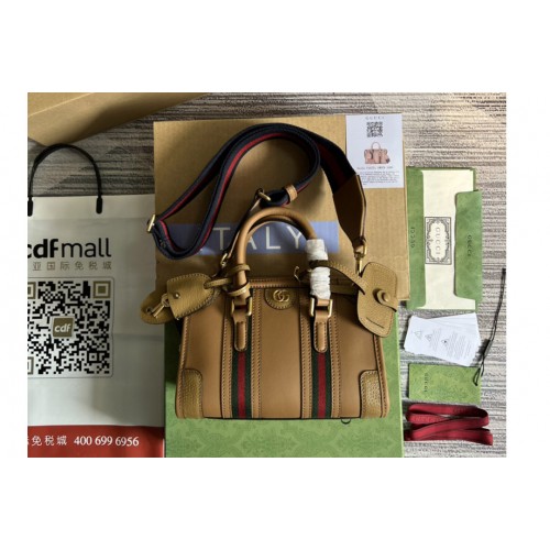 Gucci Bauletto Mini top handle bag in Brown Leather Gucci Bauletto Mini top handle bag in Brown Leather