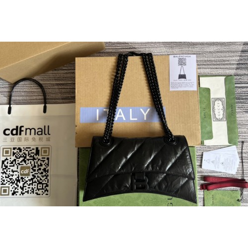 Gucci x Balenciaga 7163512 Crush Small Chain Bag Quilted in Black metallized crushed calfskin Gucci x Balenciaga 7163512 Crush Small Chain Bag Quilted in Black metallized crushed calfskin