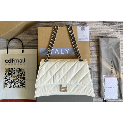 Gucci x Balenciaga Crush Medium Chain Bag Quilted in White metallized crushed calfskin Gucci x Balenciaga Crush Medium Chain Bag Quilted in White metallized crushed calfskin