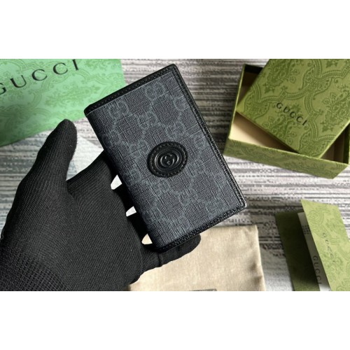 Gucci card case with Interlocking G in Black Supreme canvas