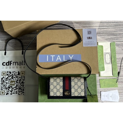 Gucci Ophidia mini bag in Beige and Blue Supreme canvas