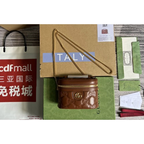 Gucci Matelasse top handle mini bag in Brown Matelasse leather Gucci Matelasse top handle mini bag in Brown Matelasse leather