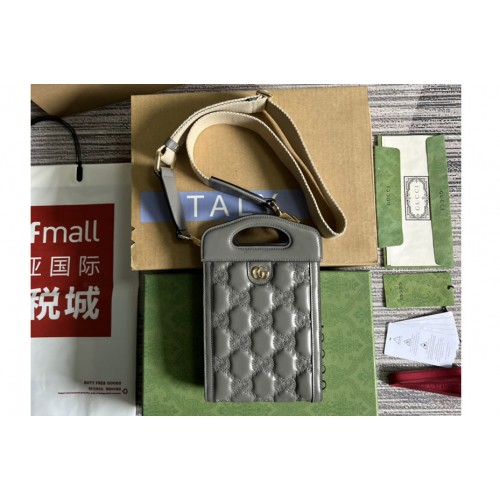 Gucci matelasse top handle mini bag in Grey Matelasse leather Gucci matelasse top handle mini bag in Grey Matelasse leather