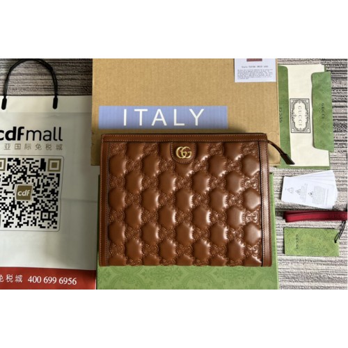 Gucci ‎ Matelasse pouch in Brown Matelasse leather