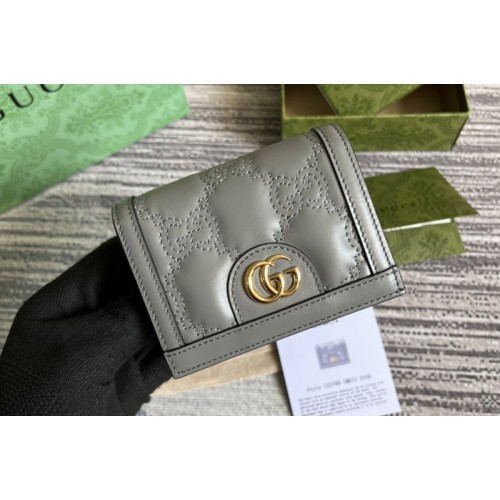Gucci ‎ Matelasse card case wallet in Grey Matelasse leather