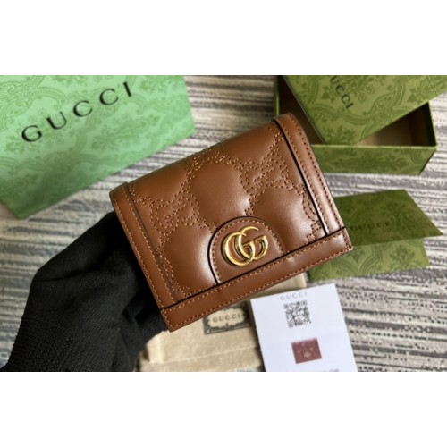 Gucci Matelasse card case wallet in Brown Matelasse leather Gucci Matelasse card case wallet in Brown Matelasse leather