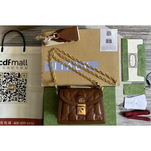 Gucci matelasse small top handle bag in Brown Matelasse leather