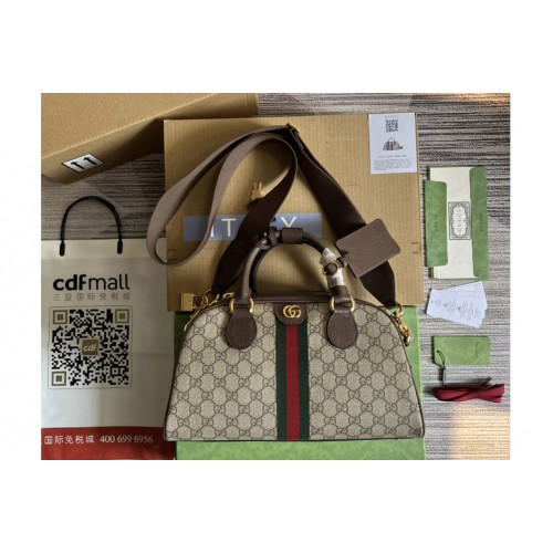 Gucci Ophidia medium top handle bag in Beige and ebony Supreme canvas Gucci Ophidia medium top handle bag in Beige and ebony Supreme canvas