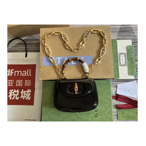 Gucci Bamboo 1947 mini top handle bag in Black patent leather Gucci Bamboo 1947 mini top handle bag in Black patent leather