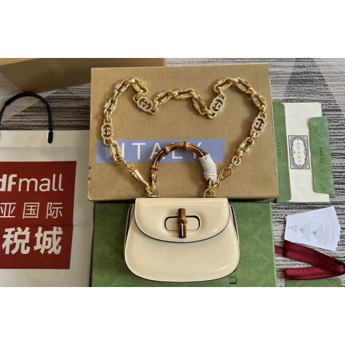 Gucci Bamboo 1947 mini top handle bag in White patent leather Gucci Bamboo 1947 mini top handle bag in White patent leather
