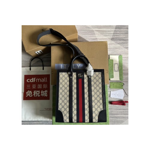 Gucci Ophidia medium tote bag in Beige and Blue Supreme canvas