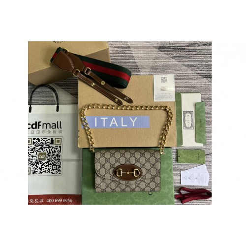 Gucci Horsebit 1955 mini bag in Beige and ebony Supreme canvas