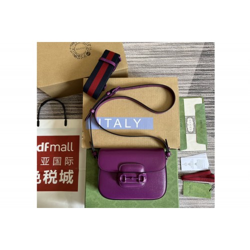 Gucci Horsebit 1955 small shoulder bag in Purple leather