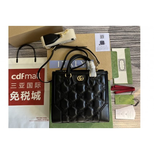 Gucci matelasse mini top handle bag in Black matelasse leather