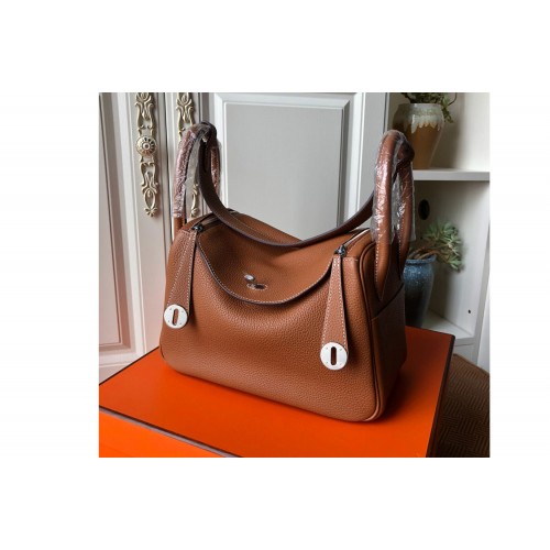 Hermes Lindy 26cm Bag in Original Brown Togo Leather With Silver Buckle