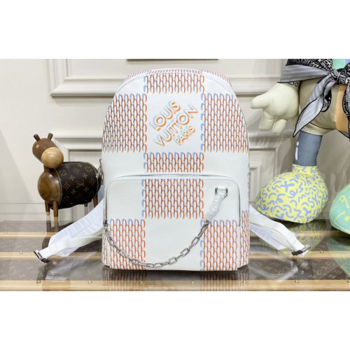 Louis Vuitton M20664 Racer backpack in White Damier Spray cowhide leather