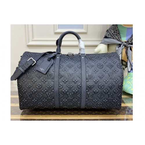 Louis Vuitton M21375 Keepall Bandouliere 50 bag in Black Cowhide leather