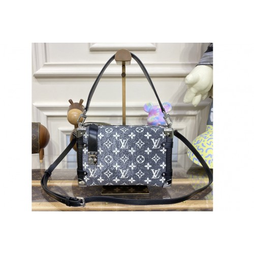 Louis Vuitton M21460 Side Trunk handbag in Gray Denim textile jacquard Louis Vuitton M21460 Side Trunk handbag in Gray Denim textile jacquard