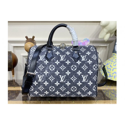 Louis Vuitton M21464 Speedy Bandouliere 25 handbag in Gray Denim textile jacquard Louis Vuitton M21464 Speedy Bandouliere 25 handbag in Gray Denim textile jacquard