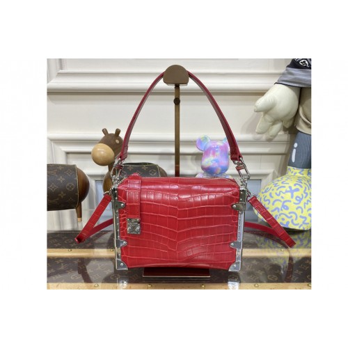 Louis Vuitton M21477 Side Trunk handbag in Red Crocodile Leather