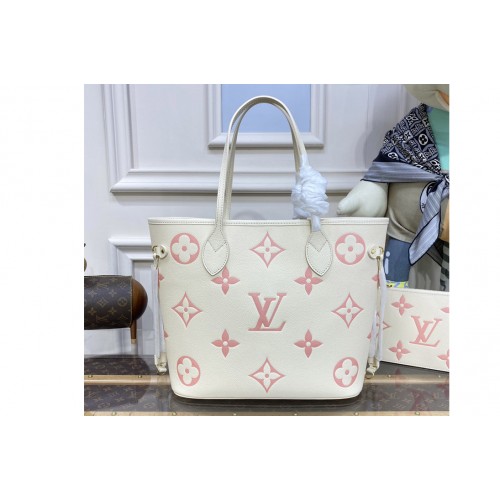 Louis Vuitton M21579 Neverfull MM tote bag in White Monogram Empreinte Leather