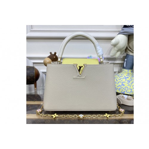 Louis Vuitton M22512 Capucines MM handbag in Grey Taurillon leather