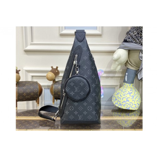 Louis Vuitton M30936 Duo Sling Bag in Monogram coated canvas and Taiga cowhide leather