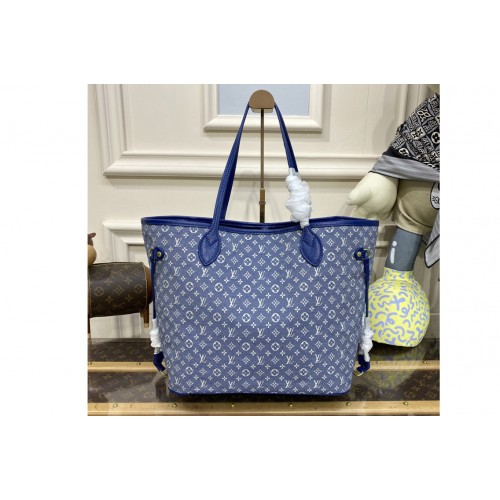 Louis Vuitton M40995 Neverfull MM tote bag in Blue Monogram Denim