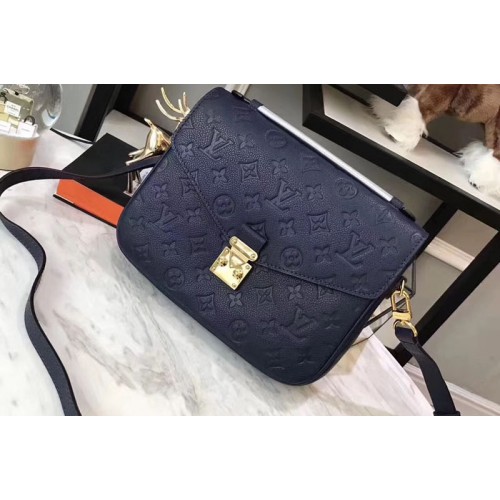 Louis Vuitton M44071 Pochette Metis Bag in Blue Monogram empreinte Leather Louis Vuitton M44071 Pochette Metis Bag in Blue Monogram empreinte Leather