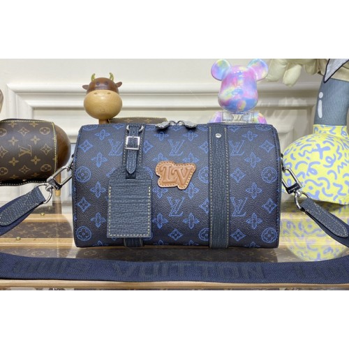 Louis Vuitton M46339 City Keepall Bag in Blue Monogram coated canvas