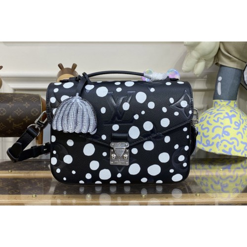 Louis Vuitton M46409 LVxYK Pochette Metis Bag in Black and white Monogram Empreinte cowhide leather
