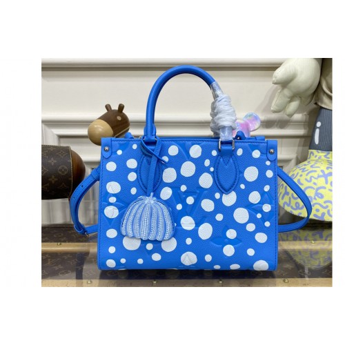 Louis Vuitton M46424 LVxYK OnTheGo PM Bag in Blue and White Monogram Empreinte Leather with Infinity Dots print Louis Vuitton M46424 LVxYK OnTheGo PM Bag in Blue and White Monogram Empreinte Leather with Infinity Dots print