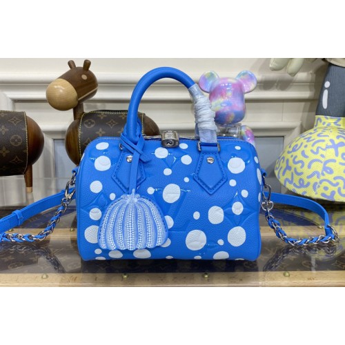 Louis Vuitton M46425 LVxYK Speedy Bandoulière 20 Bag in Blue and White Monogram Empreinte Leather with Infinity Dots print