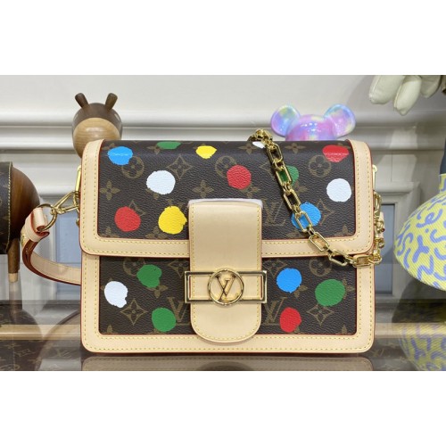 Louis Vuitton M46432 LVxYK Dauphine MM Bag in Monogram coated canvas with 3D Painted Dots print