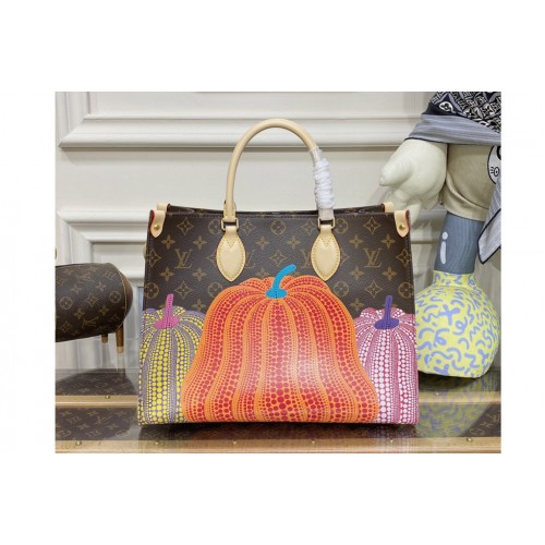 Louis Vuitton M46466 LVxYK OnTheGo MM Bag in Monogram coated canvas with Pumpkin print