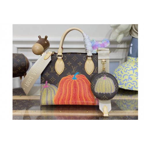 Louis Vuitton M46467 LVxYK OnTheGo PM Bag in Monogram coated canvas with Pumpkin print Louis Vuitton M46467 LVxYK OnTheGo PM Bag in Monogram coated canvas with Pumpkin print