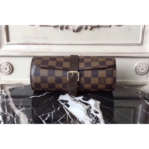Louis Vuitton N41137 3 WATCH CASE in Damier Ebene Canvas