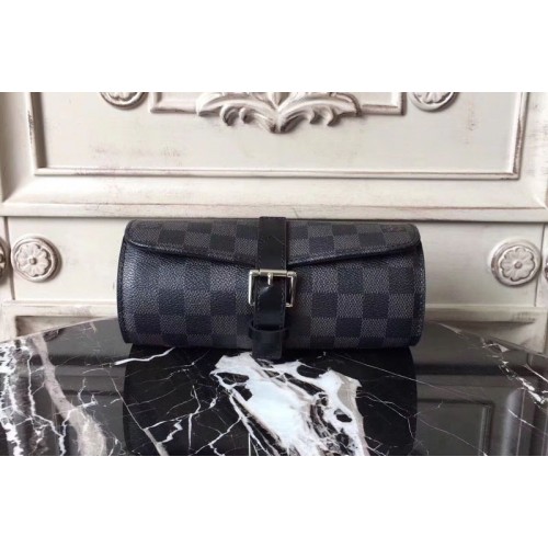 Louis Vuitton N41137 3 WATCH CASE in Damier Graphite Canvas Louis Vuitton N41137 3 WATCH CASE in Damier Graphite Canvas