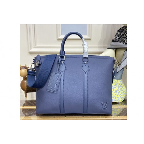 Louis Vuitton M59158 Lock It Tote bag in Blue grained calf leather Louis Vuitton M59158 Lock It Tote bag in Blue grained calf leather