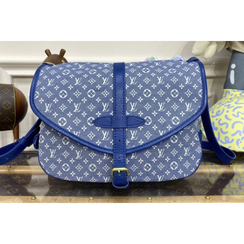 Louis Vuitton M40666 Saumur Bag in Blue Monogram Denim
