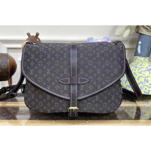 Louis Vuitton M95227 Saumur Bag in Black Monogram Denim